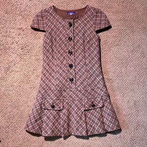 Burberry Japan’s licensed checked wool plaid mini dress. Size 38 or US 4